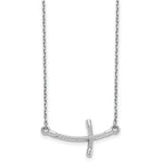 Load image into Gallery viewer, 14k White Gold Large Sideways Curved Twist Cross Necklace length: 19 inches