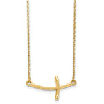 Load image into Gallery viewer, 14K Yellow Gold Large Sideways Curved Twist Cross Necklace length: 19 inches