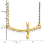 Load image into Gallery viewer, 14K Yellow Gold Large Sideways Curved Twist Cross Necklace length: 19 inches