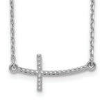 Load image into Gallery viewer, 14k White Gold Sideways Curved Textured Cross Necklace length: 19 inches