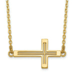 Load image into Gallery viewer, 14K Yellow Gold Sideways Cut-out Cross Necklace length: 19 inches