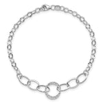Load image into Gallery viewer, 14K White Gold Polished Textured Fancy Link Bracelet Length 8'' inches