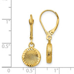 Load image into Gallery viewer, 14K Yellow Gold Brushed Polished & Diamond-cut Circle Leverback Earrings