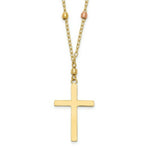 Load image into Gallery viewer, 14K Yellow Gold Tri Colored Gold Diamond Cut Beaded Cross Necklace Length 18'' inches