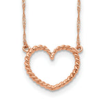 Load image into Gallery viewer, 14K Rose Gold Polished & Textured Heart Necklace Length 17'' inches