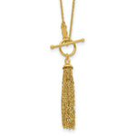Load image into Gallery viewer, 14K Yellow Gold Cable Chain Tassel Toggle Necklace Length 18'' inches