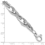 Load image into Gallery viewer, 14k White Gold Polished and Textured Fancy Link Bracelet length: 8 inches