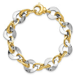 Load image into Gallery viewer, 14k Two Tone Gold Polished Fancy Link Bracelet length: 8 inches