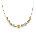 Load image into Gallery viewer, 14k Two Tone Gold Diamond-cut Polished Graduated Barrels Necklace length: 18 inches