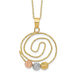 Load image into Gallery viewer, 14k Tri-color Gold Diamond-cut Beads on Spiral Pendant Necklace length: 18 inches