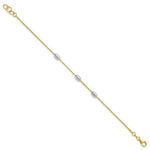 Load image into Gallery viewer, 14k Two Tone Gold Polished 3 Station Oval Beads Bracelet length: 7.5 inches