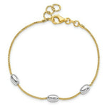 Load image into Gallery viewer, 14k Two Tone Gold Polished 3 Station Oval Beads Bracelet length: 7.5 inches