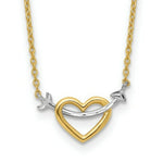 Load image into Gallery viewer, 14K Two-tone Gold Diamond-cut Heart & Arrow Necklace length: 17 inches