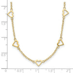 Load image into Gallery viewer, 14K Yellow Gold Open Hearts on Heart Link 17-Station Necklace length: 18 inches