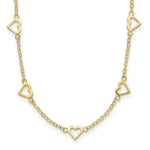 Load image into Gallery viewer, 14K Yellow Gold Open Hearts on Heart Link 17-Station Necklace length: 18 inches