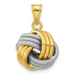 Load image into Gallery viewer, 14k Two-Tone Gold Polished Textured Love Knot Pendant