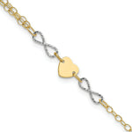 Load image into Gallery viewer, 14k Two-tone Gold Polished Infinity and Heart Bracelet length: 7 inches