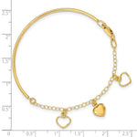 Load image into Gallery viewer, 14K Yellow Gold Dangle Heart Chain Bangle length: 7 inches