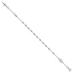 Load image into Gallery viewer, 14k White Gold Diamond-cut Cross and Miraculous Medal .75in ext. Bracelet length: 6.75 inches