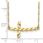 Load image into Gallery viewer, 14K Yellow Gold Twisted Sideways Cross 17 inch Necklace length: 17 inches