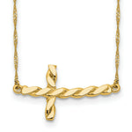 Load image into Gallery viewer, 14K Yellow Gold Twisted Sideways Cross 17 inch Necklace length: 17 inches
