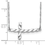 Load image into Gallery viewer, 14k White Gold Polished Twisted Sideways Cross Necklace length: 17 inches