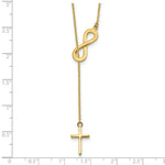 Load image into Gallery viewer, 14K Yellow Gold Infinity & Cross Lariat Necklace length: 18 inches