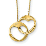 Load image into Gallery viewer, 14K Yellow Gold Double Heart I Love You 16 inch with 1 inch ext. Necklace length: 17 inches