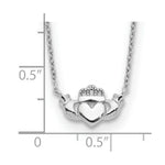 Load image into Gallery viewer, 14k White Gold Polished Claddagh Necklace length: 17 inches