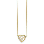 Load image into Gallery viewer, 14K Yellow Gold Satin and Diamond-cut Heart 18in Necklace length: 18 inches