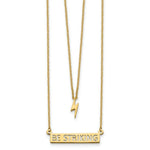 Load image into Gallery viewer, 14k Yellow Gold Two-Strand Lightning and BE STRIKING Text Bar Necklace length: 17 inches