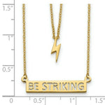 Load image into Gallery viewer, 14k Yellow Gold Two-Strand Lightning and BE STRIKING Text Bar Necklace length: 17 inches