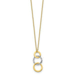 Load image into Gallery viewer, 14k Two-tone Gold Polished & Textured 3-Circle Necklace length: 17 inches