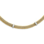 Load image into Gallery viewer, 14K Two-tone Gold 0.05-Carat Completed Polished Diamond & Mesh Necklace Length 17'' inches