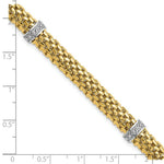 Load image into Gallery viewer, 14K Two-tone Gold 0.05-Carat Polished Diamond & Mesh Bracelet Length 7.25'' inches