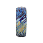 Load image into Gallery viewer, Mens Brushed Titanium with Blue and Purple Wavy Design Wedding Ring - 8mm Wide - Style name: TYRIAN
