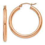 Load image into Gallery viewer, 14K Rose Gold 3mm Hoop Earrings 30mm length