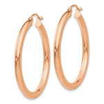 Load image into Gallery viewer, 14K Rose Gold 3mm Hoop Earrings 35mm length