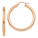 Load image into Gallery viewer, 14K Rose Gold 3mm Hoop Earrings 35mm length