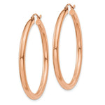 Load image into Gallery viewer, 14K Rose Gold 3mm Hoop Earrings 40mm length