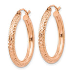Load image into Gallery viewer, 14K Rose Gold 3mm Diamond-cut Hoop 25mm length