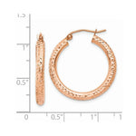 Load image into Gallery viewer, 14K Rose Gold 3mm Diamond-cut Hoop 25mm length