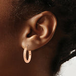 Load image into Gallery viewer, 14K Rose Gold 3mm Diamond-cut Hoop 20mm length
