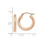 Load image into Gallery viewer, 14K Rose Gold 3mm Diamond-cut Hoop 20mm length