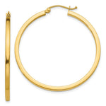 Load image into Gallery viewer, 14K Yellow Gold 2mm Square Tube Hoop Earrings 40mm length