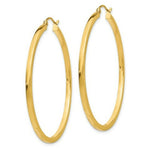 Load image into Gallery viewer, 14K Yellow Gold 2mm Square Tube Hoop Earrings 45mm length