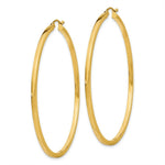Load image into Gallery viewer, 14K Yellow Gold 2mm Square Tube Hoop Earrings 55mm length