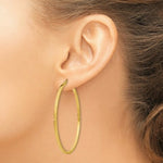 Load image into Gallery viewer, 14K Yellow Gold 2mm Square Tube Hoop Earrings 55mm length