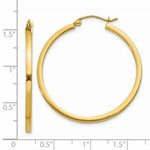 Load image into Gallery viewer, 14K Yellow Gold 2mm Square Tube Hoop Earrings 35mm length