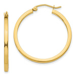 Load image into Gallery viewer, 14K Yellow Gold 2mm Square Tube Hoop Earrings 30mm length